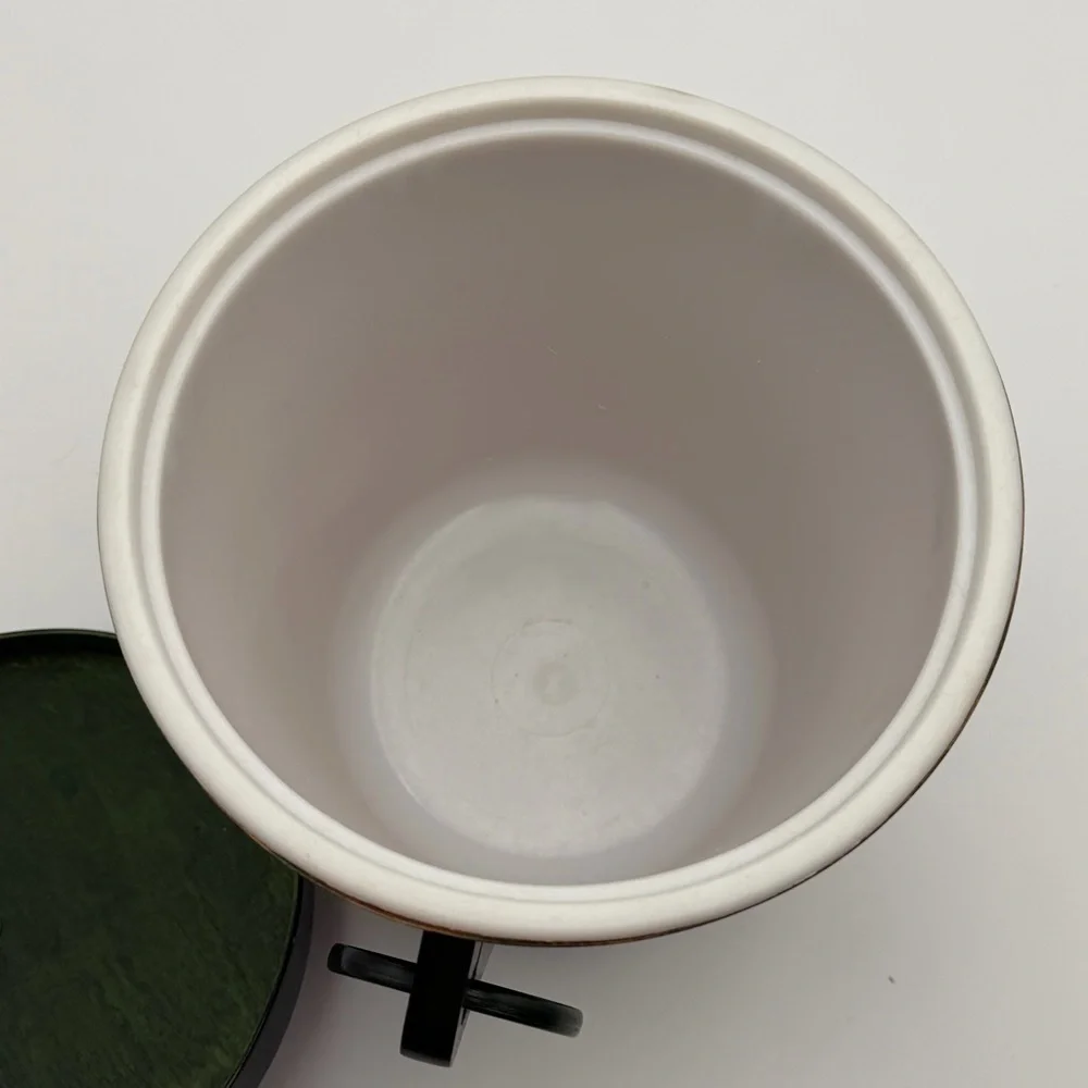 Vintage Ice Bucket Mid Century Modern Green with Gold Trim Plastic Liner